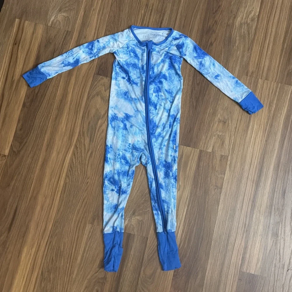 Little Sleepies Baby Boys Tie Dye Blue Footie Sleeper Pajamas  18-24 Months VGC